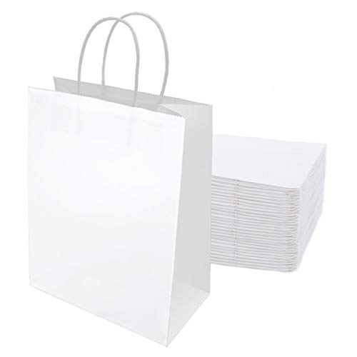 15 piezas Bolsas de Papel 32x 26 x12CM,Bolsas Papel Blanco,Bolsas de Papel con Asas,Bolsas Papel Kraft,Bolsas Regalo(Espesar 130gsm)