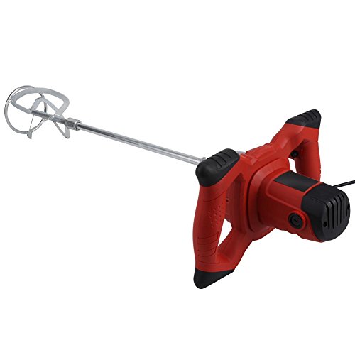 1500W 220V Mezclador Eléctrico de Mano de 6 Velocidades para Agitar Mortero de Pintura de Lechada de Cemento,Rojo