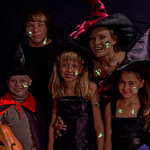165× Halloween Luminoso Tatuajes Temporales para Niños, mexicano niños tattoos Día de los Muertos Esqueleto cráneo Tatuajes Pegatinas para Infantiles Fiesta de cumpleaños Regalo