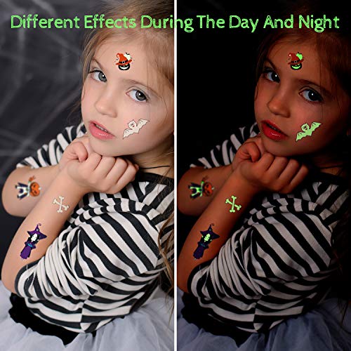 165× Halloween Luminoso Tatuajes Temporales para Niños, mexicano niños tattoos Día de los Muertos Esqueleto cráneo Tatuajes Pegatinas para Infantiles Fiesta de cumpleaños Regalo