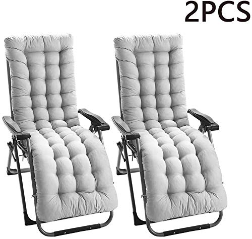 2 cojines para tumbonas, cojines para tumbonas, para exteriores, jardín, tumbona reclinable, para interiores, Gris, 48*155cm