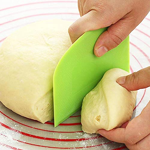2 cortadores de masa, rascador de masa, espátula de plástico, adecuada para hornear pan y pasteles entusiasta principiantes y profesionales (verde, blanco)