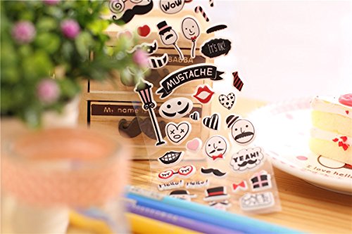 2 hojas de pegatinas de colores scrapbooking, para la decoración de calendario, teléfono inteligente, ordenador, Macbook, libro, cuaderno, taza NOVAGO (Bigote X2)