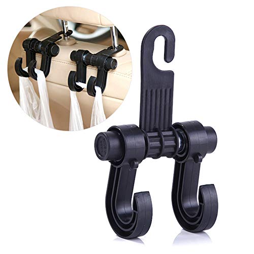 2 pcs Ganchos de Coche Doble Gancho,Asiento Trasero del Vehículo Suspensión del Reposacabezas Gancho Oculto
