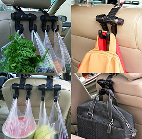 2 pcs Ganchos de Coche Doble Gancho,Asiento Trasero del Vehículo Suspensión del Reposacabezas Gancho Oculto