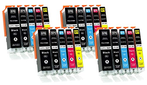 20 Cartuchos de tinta con viruta compatible con Canon PGI-570 CLI-571 para Pixma MG-5750 MG-5751 MG-5752 MG-5753 MG-6850 MG-6851 MG-6852 MG-6853 TS-5050 TS-5051 TS-5053 TS-5055 TS-6050 TS-6051 TS-6052