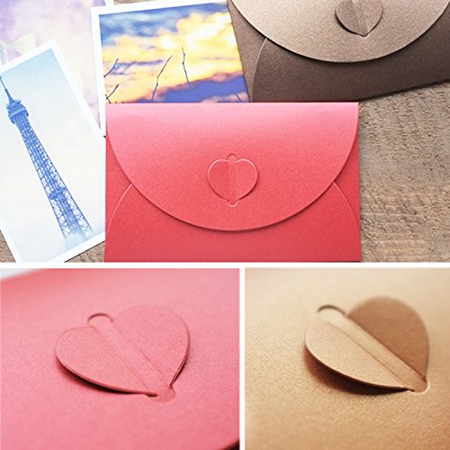 20 Piezas Sobre de Papel Nacarado, 5 colores Sobre de Colores Dulces, Creativo Retro Sobre en Forma de Corazón Lindo para Boda, Fuentes del Regalo de la Fiesta de Cumpleaños