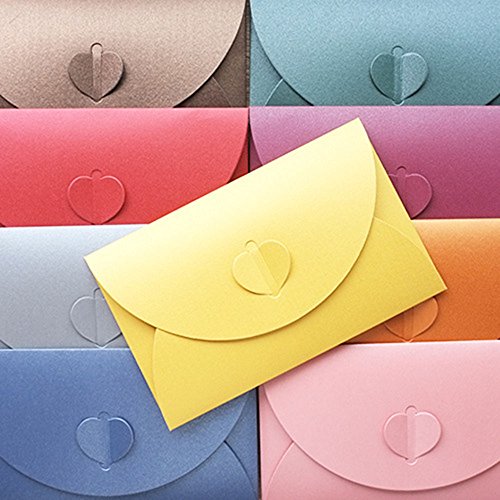 20 Piezas Sobre de Papel Nacarado, 5 colores Sobre de Colores Dulces, Creativo Retro Sobre en Forma de Corazón Lindo para Boda, Fuentes del Regalo de la Fiesta de Cumpleaños