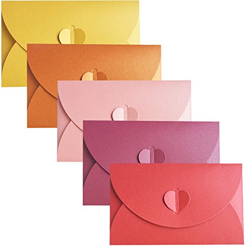 20 Piezas Sobre de Papel Nacarado, 5 colores Sobre de Colores Dulces, Creativo Retro Sobre en Forma de Corazón Lindo para Boda, Fuentes del Regalo de la Fiesta de Cumpleaños