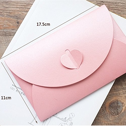 20 Piezas Sobre de Papel Nacarado, 5 colores Sobre de Colores Dulces, Creativo Retro Sobre en Forma de Corazón Lindo para Boda, Fuentes del Regalo de la Fiesta de Cumpleaños
