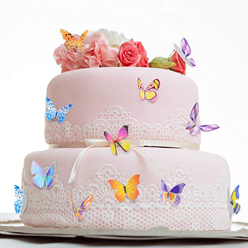 200 Piezas de Toppers de Mariposas para Tartas Cupcakes Docoraciones de Tarta para Fiesta de Cumpleaños, Baby Shower, Bodas, Varios Estilos (Estilo de Colores)