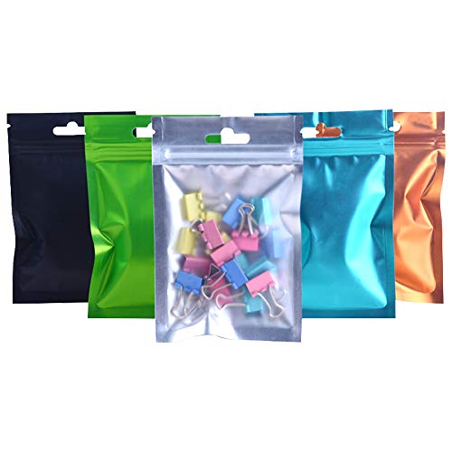 200 Piezas Pequeñas Bolsa de Papel de Aluminio Bolsa con Cierre zip Mylar Bags para Tuercas, Hojas de Té, Galletas (8,5 x 12 cm)