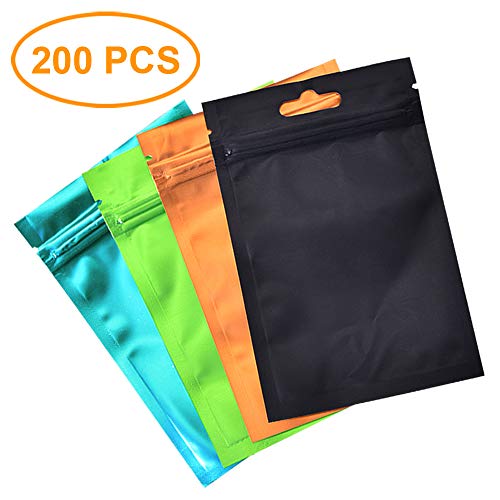 200 Piezas Pequeñas Bolsa de Papel de Aluminio Bolsa con Cierre zip Mylar Bags para Tuercas, Hojas de Té, Galletas (8,5 x 12 cm)
