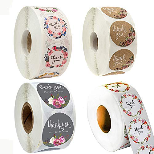 2000 piezas de pegatinas de agradecimiento Etiquetas adhesivas de panadería en forma redonda Papel Kraft colorido Pegatinas hechas a mano Etiquetas adhesivas de agradecimiento Rollo para decoración de