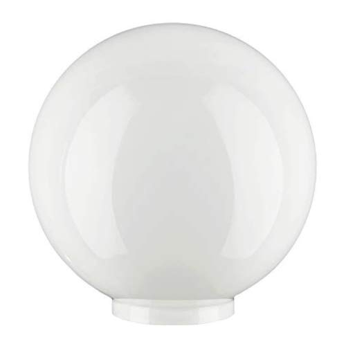 20.0cm de diámetro Blanca de vidrio esféricos pantalla de lámpara. Circunferencia: 63cm, Cuello: 7.6cm de diámetro, Agujero: 6.7cm de diámetro (tulipa)