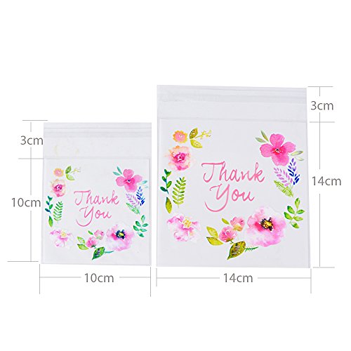 200pcs Bolsitas Bolsas Galletas Caramelos Plástico Empaquetado Autoadhesivas 10X10cm 14X14cm para Bombones Dulces Jabón de mano Bocados Joyería Bolsas de Boda
