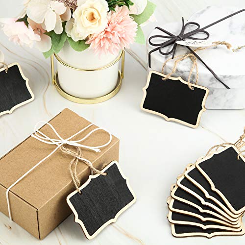 24 Paquetes Etiquetas de Pizarra Carteles de Pizarra de Madera Colgante Mini Etiquetas de Pizarra de Madera de 3,35 x 2,36 Pulgadas Etiquetas de Pizarra Rectangular Signos de Tablero de Masaje