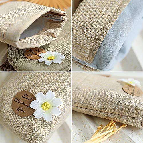 24pcs Bolsas Saquitos Tela Lavanda Flores Secas Especias Hacer Bolsitas Aromaticas Bolsas Calendario Adviento Arroz Regalo Detalles de Boda Bautizo Fiesta Navidad con 24pcs Cordones