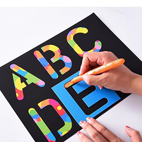 26 Piezas Plantilla de Letra de Plástico Plantilla de Alfabeto Set para Pintura Aprendizaje Bricolaje, Azul