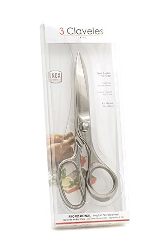3 Claveles 424 Tijera cocina prof. class inox 9 pulgadas, Acero Inoxidable, Gris