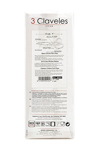 3 Claveles 424 Tijera cocina prof. class inox 9 pulgadas, Acero Inoxidable, Gris