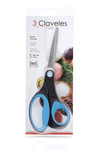 3 Claveles Tijera para Cocina de 8 Pulgadas, Acero Inoxidable, Azul, 24,99x8,59x1,2 cm