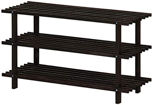 3 Nivel de Listones de Madera Organizador del almacenaje de Soporte del Zapato de Rack, Natural y Negro, 27.6x9.8x15.9inches Taburete Cambiar Zapatos (Color : Black)