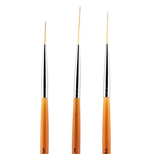3 Pcs Kit de la pluma del cepillo de líneas del uñas, Lápices de la decoración para el uñas de DIY