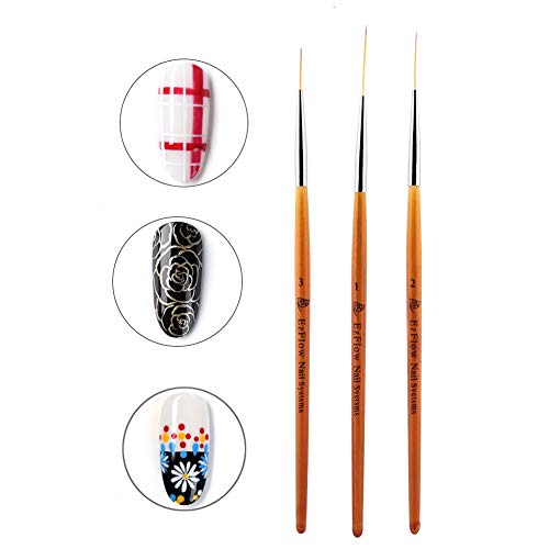 3 Pcs Kit de la pluma del cepillo de líneas del uñas, Lápices de la decoración para el uñas de DIY