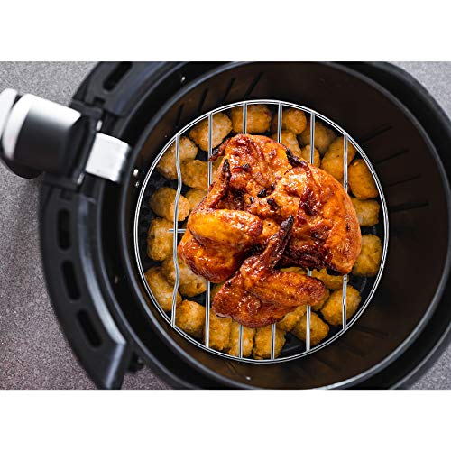 3 Rejillas de Freidora de Aire Rejillas de Enfriar Cocer al Vapor Rejilla Redonda de Acero Inoxidable 304 de Cocina Multiusos con Soporte W para Olla de Freidora Olla a Presión Enlatado (7 Pulgadas)