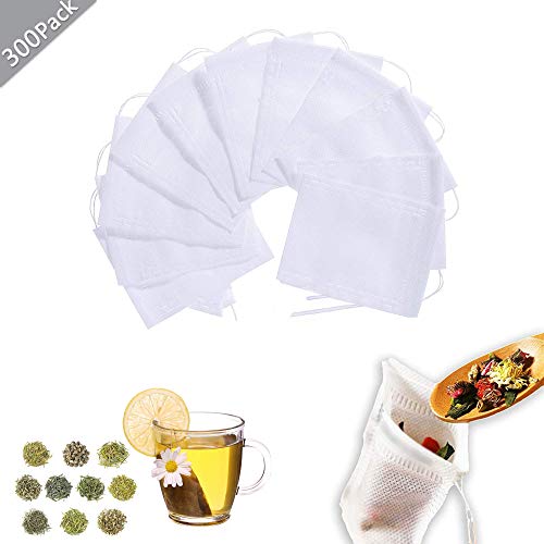 300 piezas Bolsita de te de Filtro Bolsita de té de las Hojas Bolsas de Filtro de Papel, Bolsas de Papel del Filtro de Té de Bombeo Línea de Desechable 5 * 7 cm / 7 * 9 cm / 8 * 10 cm (Blanco)