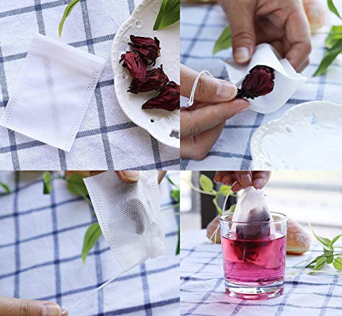 300 piezas Bolsita de te de Filtro Bolsita de té de las Hojas Bolsas de Filtro de Papel, Bolsas de Papel del Filtro de Té de Bombeo Línea de Desechable 5 * 7 cm / 7 * 9 cm / 8 * 10 cm (Blanco)