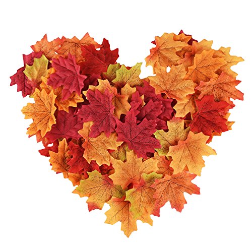 300 Piezas Hojas de Arce Hojas Artificiales de Arce de Otoño Coloridas para Arte de Scrapbooking Decoraciones de Boda Adornos de Fiesta de Halloween Día de Acción de Gracias (Multicolor)