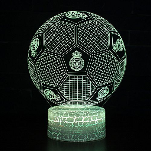 3D Lámpara de Escritorio Win-Y LED 7 del tacto del color de la lámpara del dormitorio del hogar decoración de la oficina para los niños y regalo de Navidad de cumpleaños (Fútbol Real Madrid)