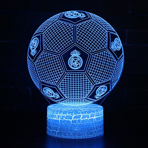 3D Lámpara de Escritorio Win-Y LED 7 del tacto del color de la lámpara del dormitorio del hogar decoración de la oficina para los niños y regalo de Navidad de cumpleaños (Fútbol Real Madrid)