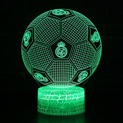3D Lámpara de Escritorio Win-Y LED 7 del tacto del color de la lámpara del dormitorio del hogar decoración de la oficina para los niños y regalo de Navidad de cumpleaños (Fútbol Real Madrid)