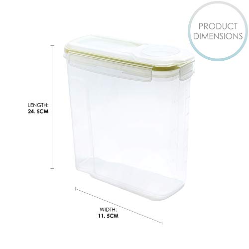 4 Piezas Grande Recipientes de Cereales, 4L - Incluye Etiquetas, Marcador y Cepillo para Limpieza - Almacenamiento de Alimentos de Plástico con Tapa para Cereales Harina Café Arroz Azúcar| Sin BPA.