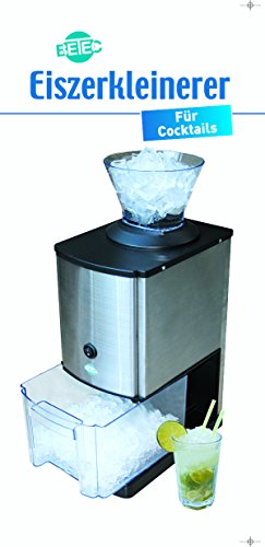 4050 BETEC - Picadora de hielo eléctrico Picadora de hielo • Picahielo • 15 kg / h • Recipiente de 3,5 L (unos 1,75 kg) para el hielo • Embudo de llenado • Interruptor de seguridad • Antideslizante • Plateado