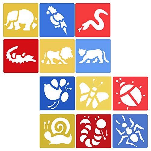 42 Piezas Plantillas para Pintar - Stencil Grandes Letras Números Animales Dinosaurios Insectos Transporte Planetas - Manualidades Juguetes para Niños Niña 3 4 5 6 Años