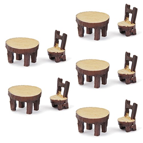 5 Juegos De Mesa De La Silla De Resina Miniatura Micro Bonsai Paisaje Decoración Casa De Muñecas