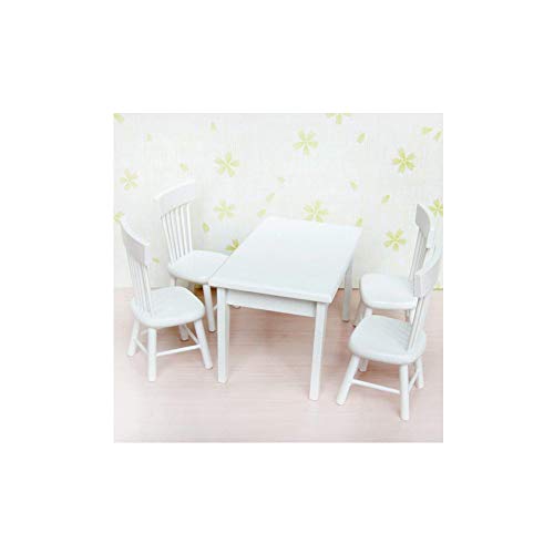 5 PCS delicado casa de muñecas en miniatura Cuadro lindo mini casa de muñeca de Sillas de decoración de madera Accesorios Vivid modelo de juguete blancos