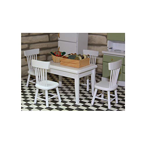5 PCS delicado casa de muñecas en miniatura Cuadro lindo mini casa de muñeca de Sillas de decoración de madera Accesorios Vivid modelo de juguete blancos
