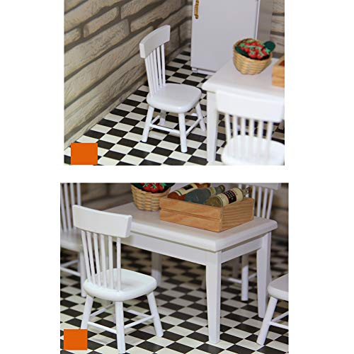 5 PCS delicado casa de muñecas en miniatura Cuadro lindo mini casa de muñeca de Sillas de decoración de madera Accesorios Vivid modelo de juguete blancos