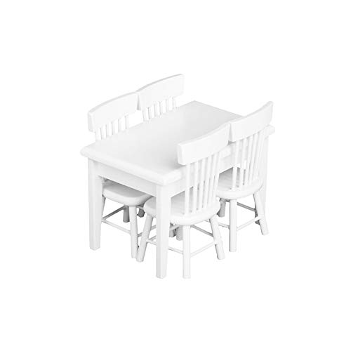 5 PCS delicado casa de muñecas en miniatura Cuadro lindo mini casa de muñeca de Sillas de decoración de madera Accesorios Vivid modelo de juguete blancos