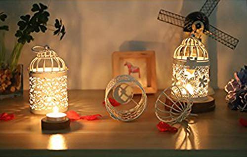 5 portavelas en forma de jaula de pájaros, estilo vintage, de metal, para decoración de bodas, bares, fiestas, etc., de iTemer