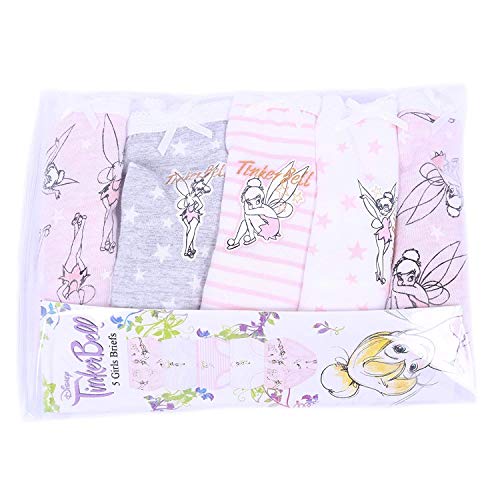 5 x Bragas de Color Rosa Claro, Campanilla Disney - 5-6 Años 116 cm