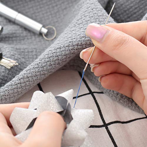 50 Piezas Agujas Artesanales de Costura Coser de Ojo Grande con 2 Piezas Cajas de Agujas Impermeable de Aluminio para Costura de Manualidades Artísticas, 2 Pulgadas y 2,4 Pulgadas