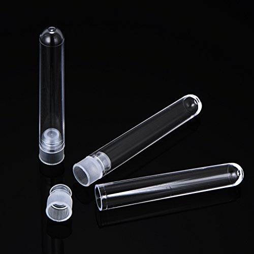 50 Piezas de Tubos de Prueba de Plástico Transparente 12 por 75 mm con Tapas de Empuje, 5 ml