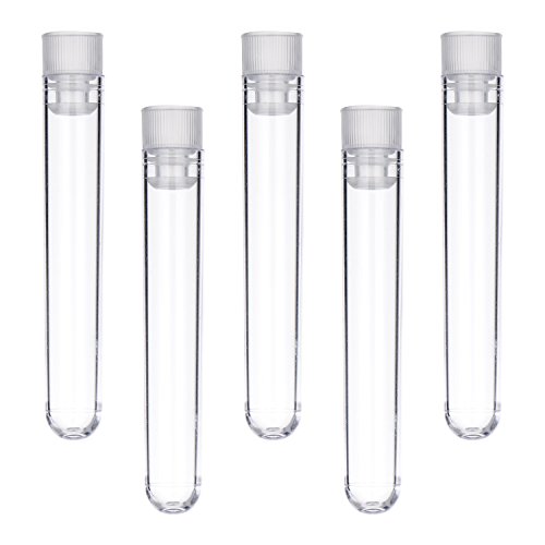 50 Piezas de Tubos de Prueba de Plástico Transparente 12 por 75 mm con Tapas de Empuje, 5 ml