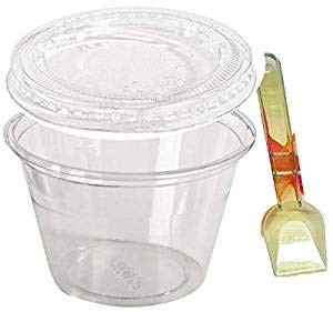 50 vasos de postre de 114 ml, tapas y cucharas